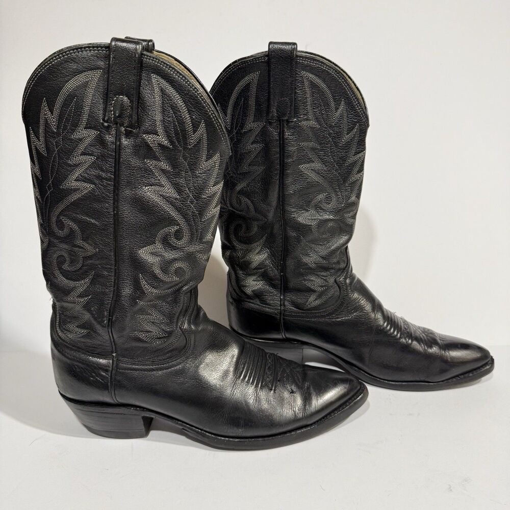 Dan Post Black Men's Size 10 D Pebble Grain Cowboy Boots - Picture 2 of 16